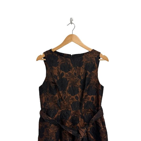 Talbots Women's Sleeveless Black And Brown Floral Sheath Formal Dress Size 8 - Picture 5 of 11